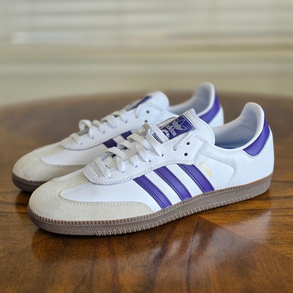 Adidas Originals Samba ADV Cloud White Purple Men's Size 12 Leather New IE6613 - Picture 2 of 14